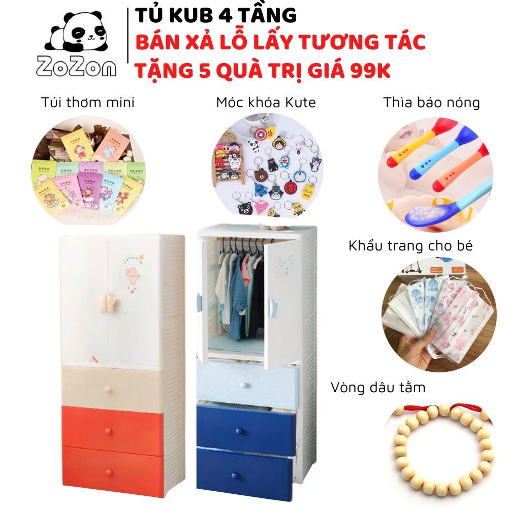 [ DEAL SỐC] Tủ nhựa cho bé Kub 4 tầng đựng quần áo trẻ em,đồ sơ sinh,tủ đầu giường,mẫu thiết kế Hàn Quốc + [5 QUÀ TẶNG]