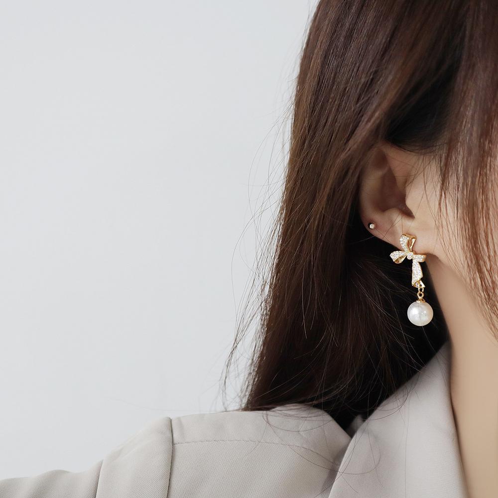 Bông Tai Thời Trang Kiểu Hình Học Đính Nơ VANES1 S925