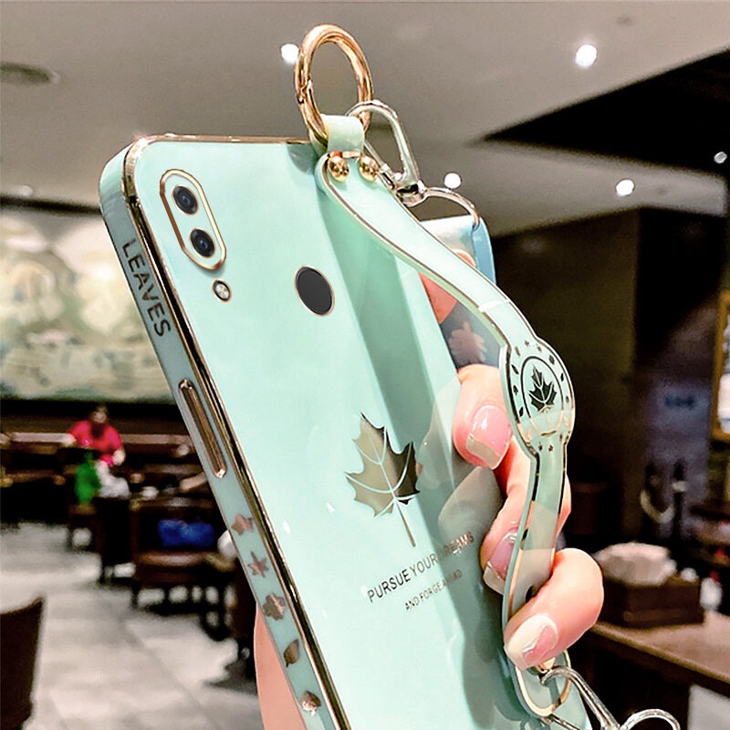 Ốp Điện Thoại Họa Tiết Lá Phong Có Dây Đeo Tay Cho Huawei Nova 3i 3 3e 4 4e