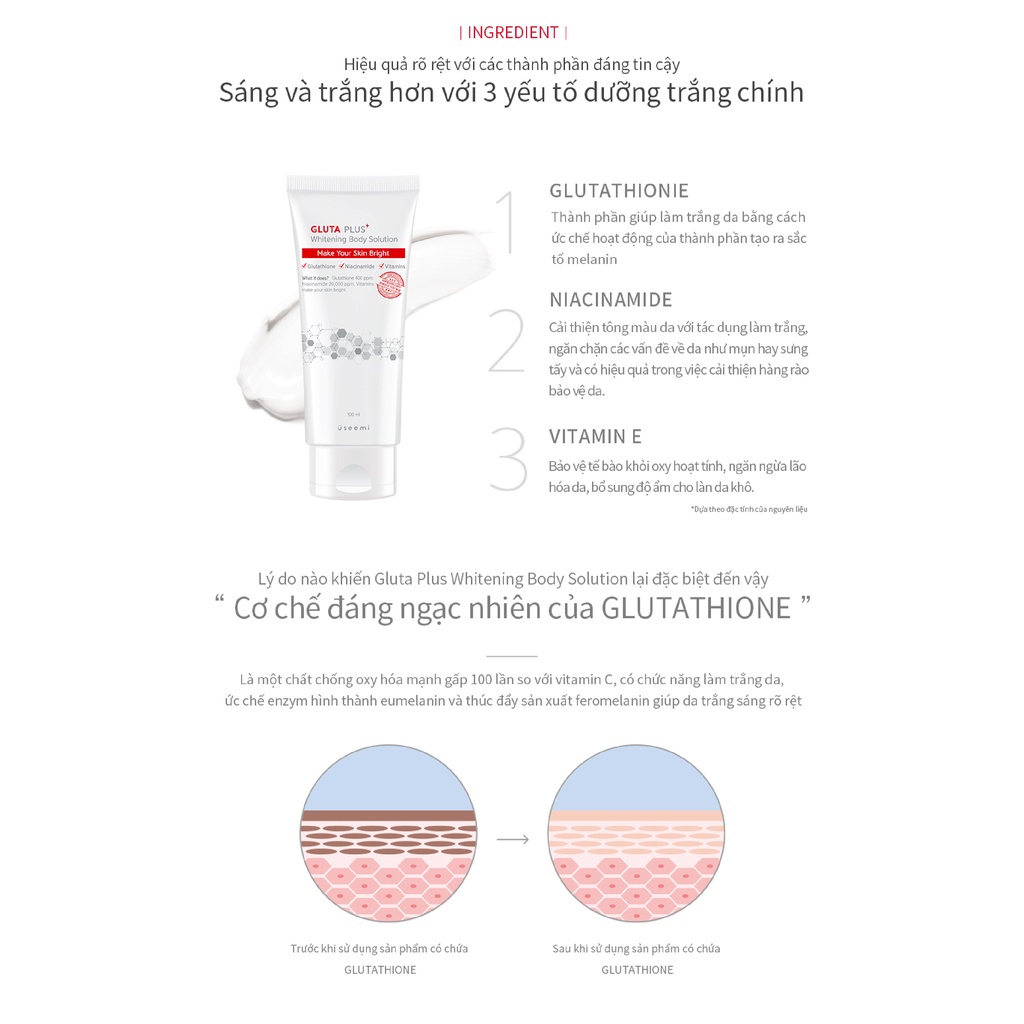 100ml Sữa Dưỡng Thể Làm Trắng Da Useemi Gluta Plus 100ml