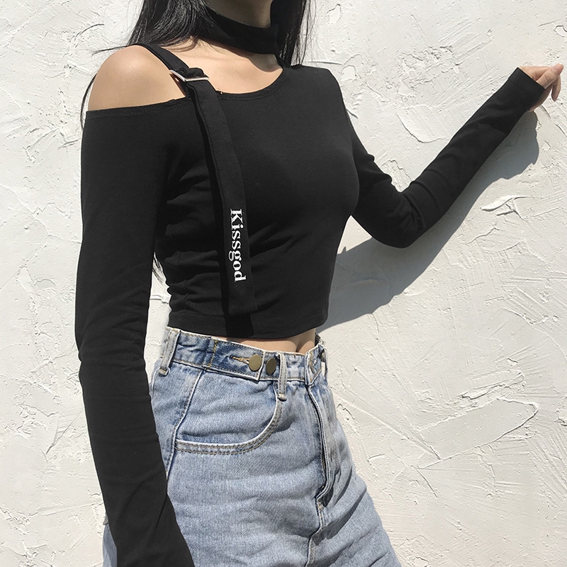 Áo Croptop Dài Tay Hở Vai In Chữ Thời Trang Cá Tính Cho Nữ | BigBuy360 - bigbuy360.vn