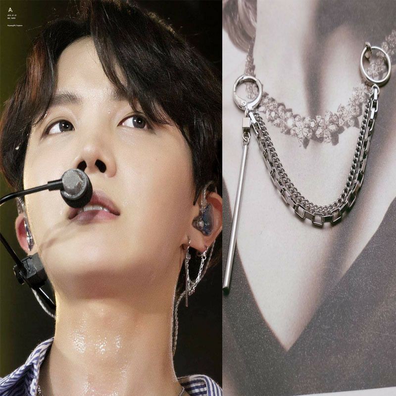 Khuyên tai J-Hope nhóm nhạc BTS dáng dài khuyên kẹp đặc biệt