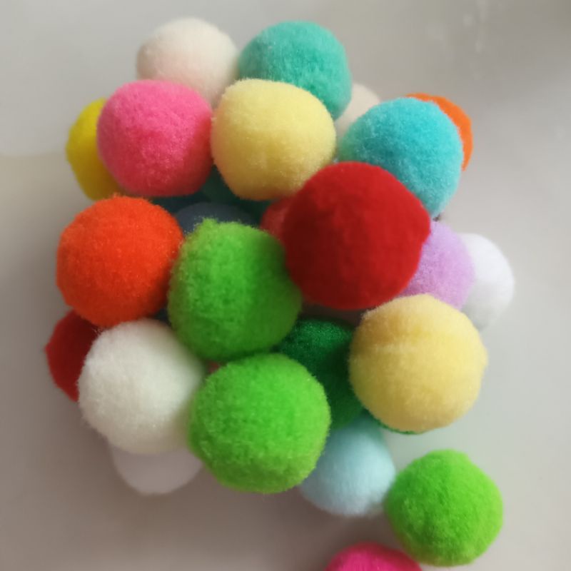 Gói 10 viên pom pom đủ size đủ màu làm thủ công handmade mắt thú