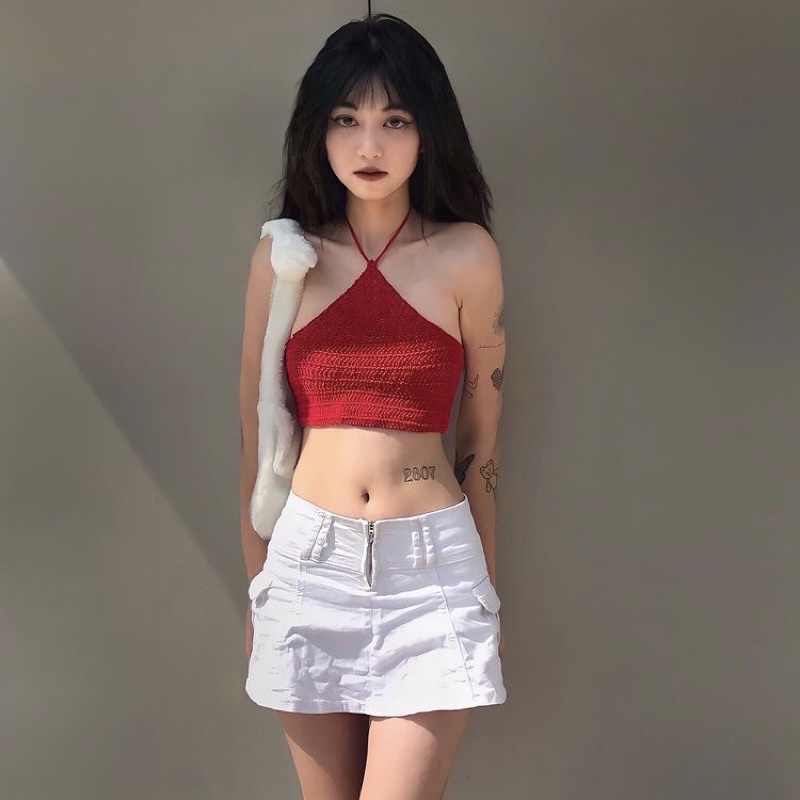 Áo yếm len đan lưng Top Handmade