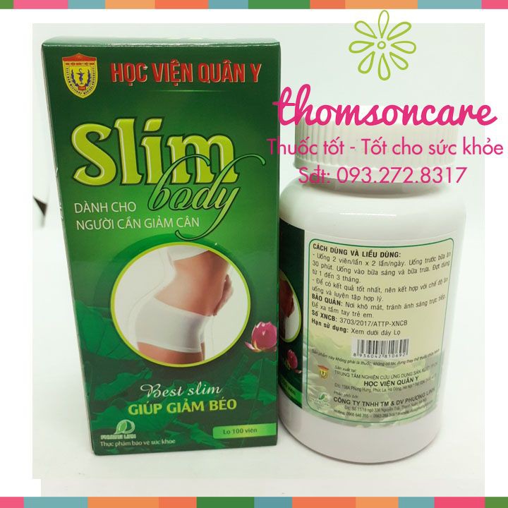 Slim Body hỗ trợ giảm cân, giảm béo từ thảo dược - Chính hãng Học viện quân y - Mẫu mới