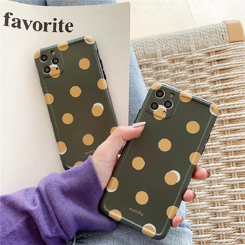 Ốp Lưng Iphone Cao Cấp Full Viền Chấm Bi Xanh Matcha Dành Cho Tất Cả Dòng Iphone từ 6 đến 11promax | BigBuy360 - bigbuy360.vn