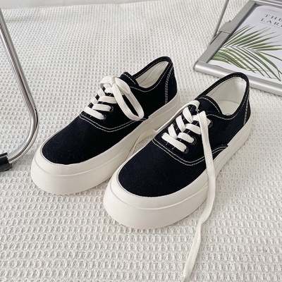 Giày Thể Thao Nữ Ulzzang Vintage, Giày Bata Dáng Bánh Mì Basic Vải Canvas Đế Độn 4cm 2 Màu Hàn Quốc - Iclassy_shoes