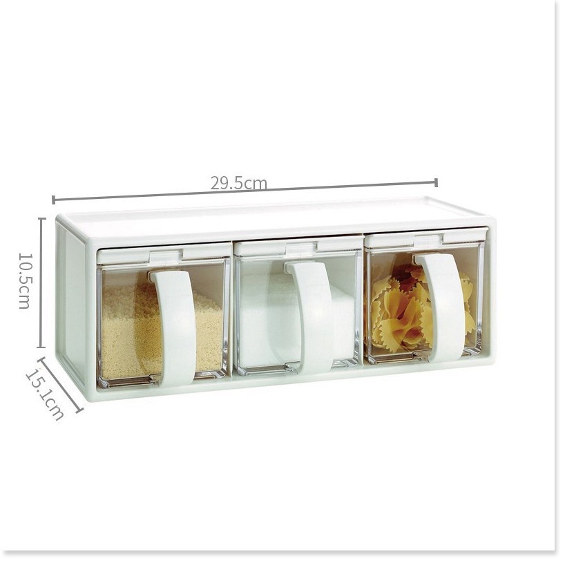 Bộ 3 lọ gia vị Yoko nhà bếp kèm kệ cao cấp thương hiệu Inochi