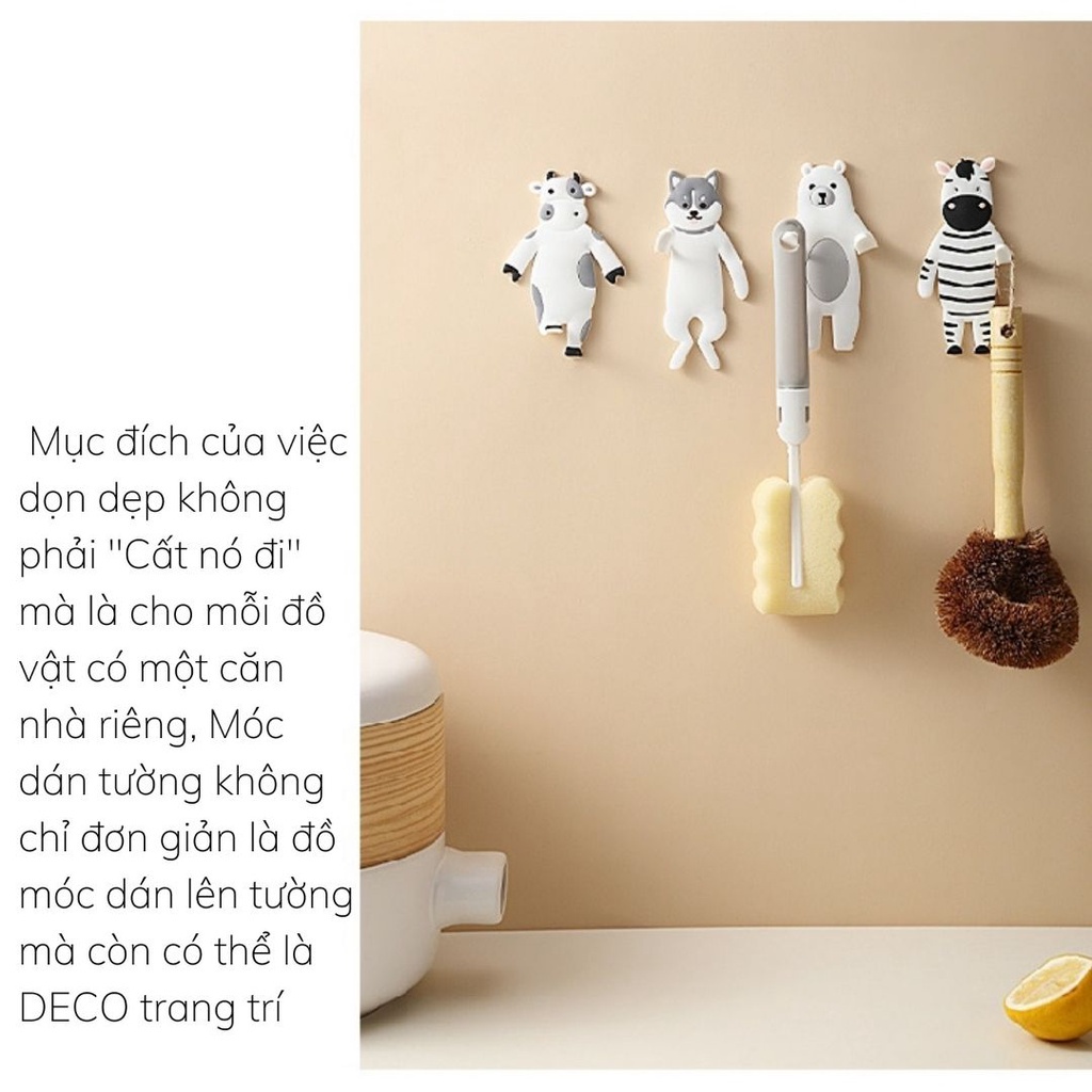 Móc Dán Tường Siêu Dính Trong Suốt Chịu Lực Tốt Hình Thú Treo Tường Chắc Chắn 11.5x7cm #MÓCDÁN