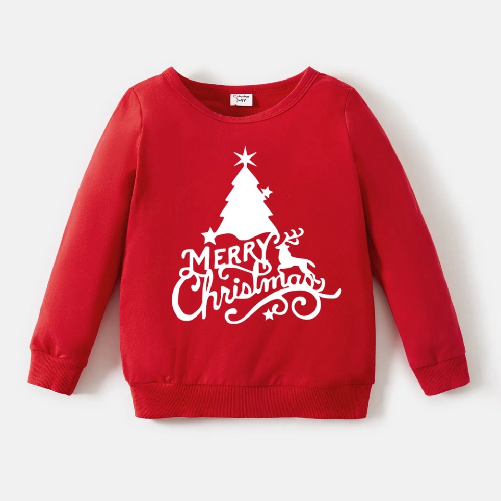 Áo Sweater Nỉ Gia Đình Cao Cấp Familylove – Set Gia Đình Sweater Noel Họa Tiết Cây Thông Merry Christmas Cute