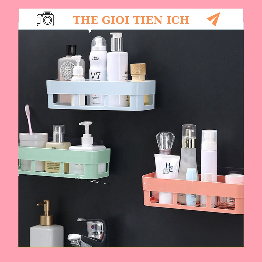 [❌GIÁ SỈ❌]Khay Đựng Vật Dụng Dán Tường Không Cần Khoan Tường, Kệ Nhựa Hình Chữ Nhật Để Đồ Nhà Bếp Nhà Tắm Đa Năng 88230
