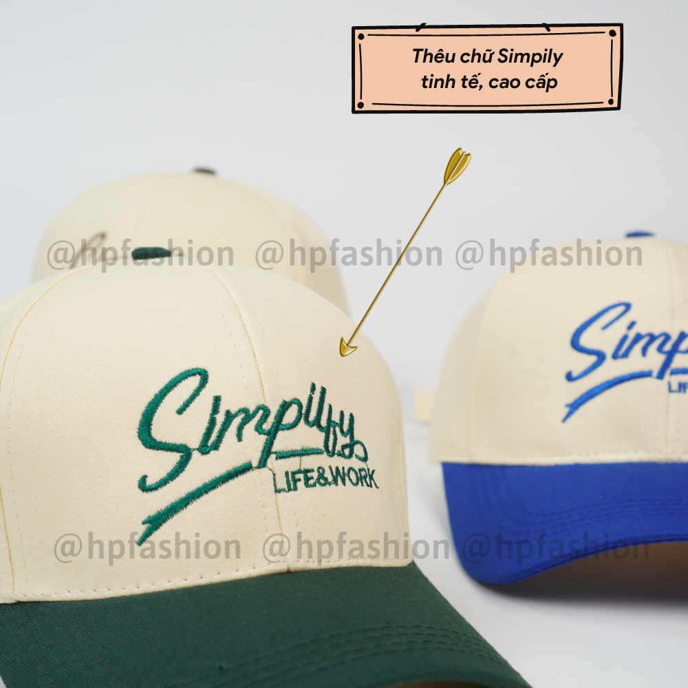 Mũ lưỡi trai ❤️ Nón kết phối màu thêu chữ Simpily chất kaki cao cấp form unisex nam nữ N87 - Happy Style