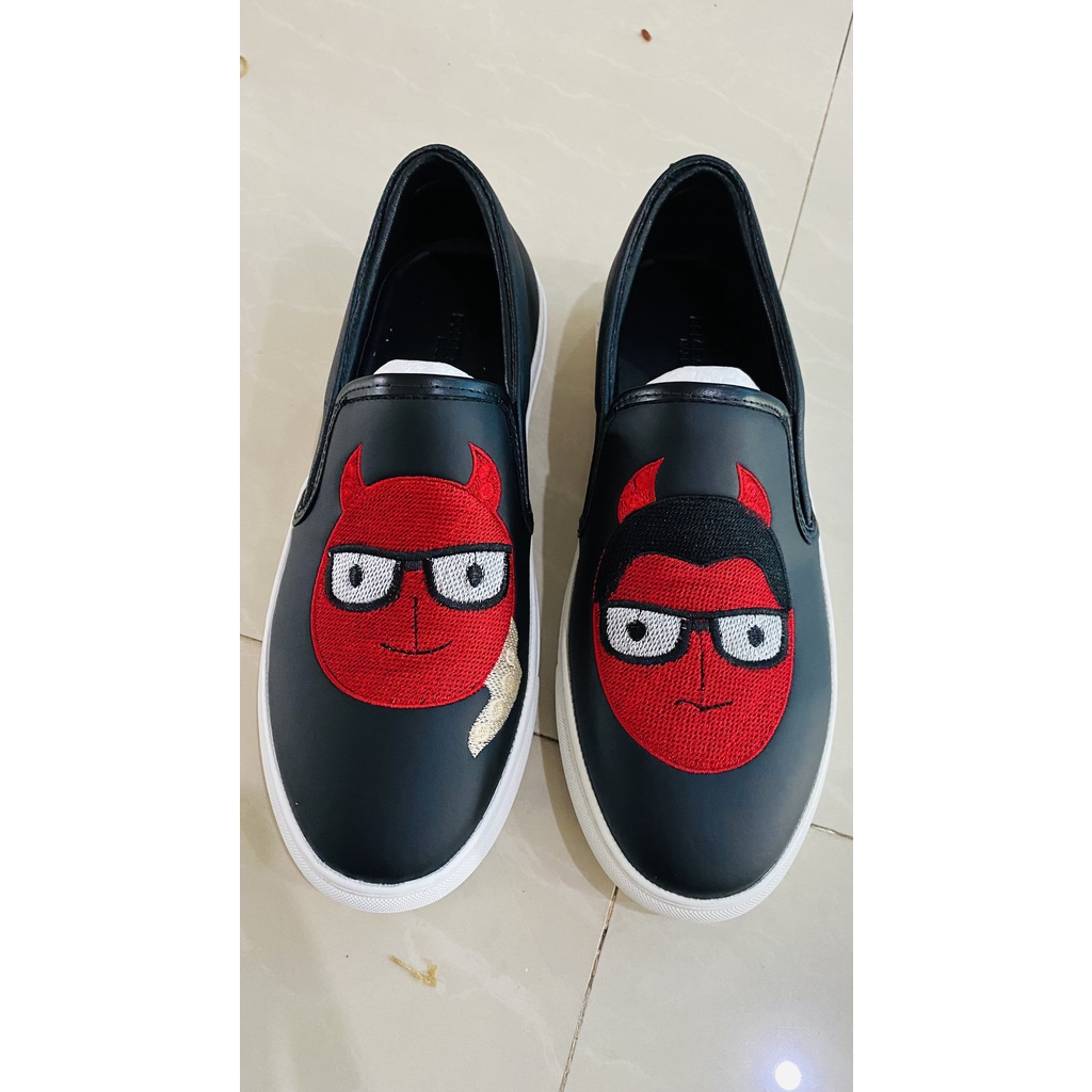Giày Slipon Thêu Hình Mặt Người Cực Xịn - Giày Slipon Nam Thêu Hình Siêu Đẹp