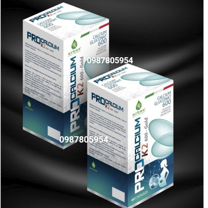 Canxi Hữu Cơ PRO CALCIUM K2 600 GOLD BỔ SUNG CALCI / Procalcium K2 600 Gold Hộp 60 viên - Hàng Nhập