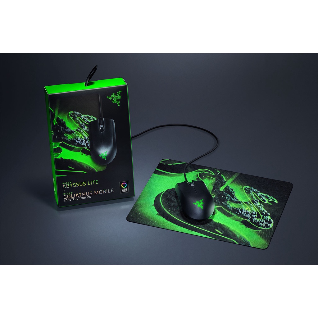 Bộ sản phẩm chuột Razer Abyssus Lite-bàn di chuột Razer Goliathus Mobile Construct Edition