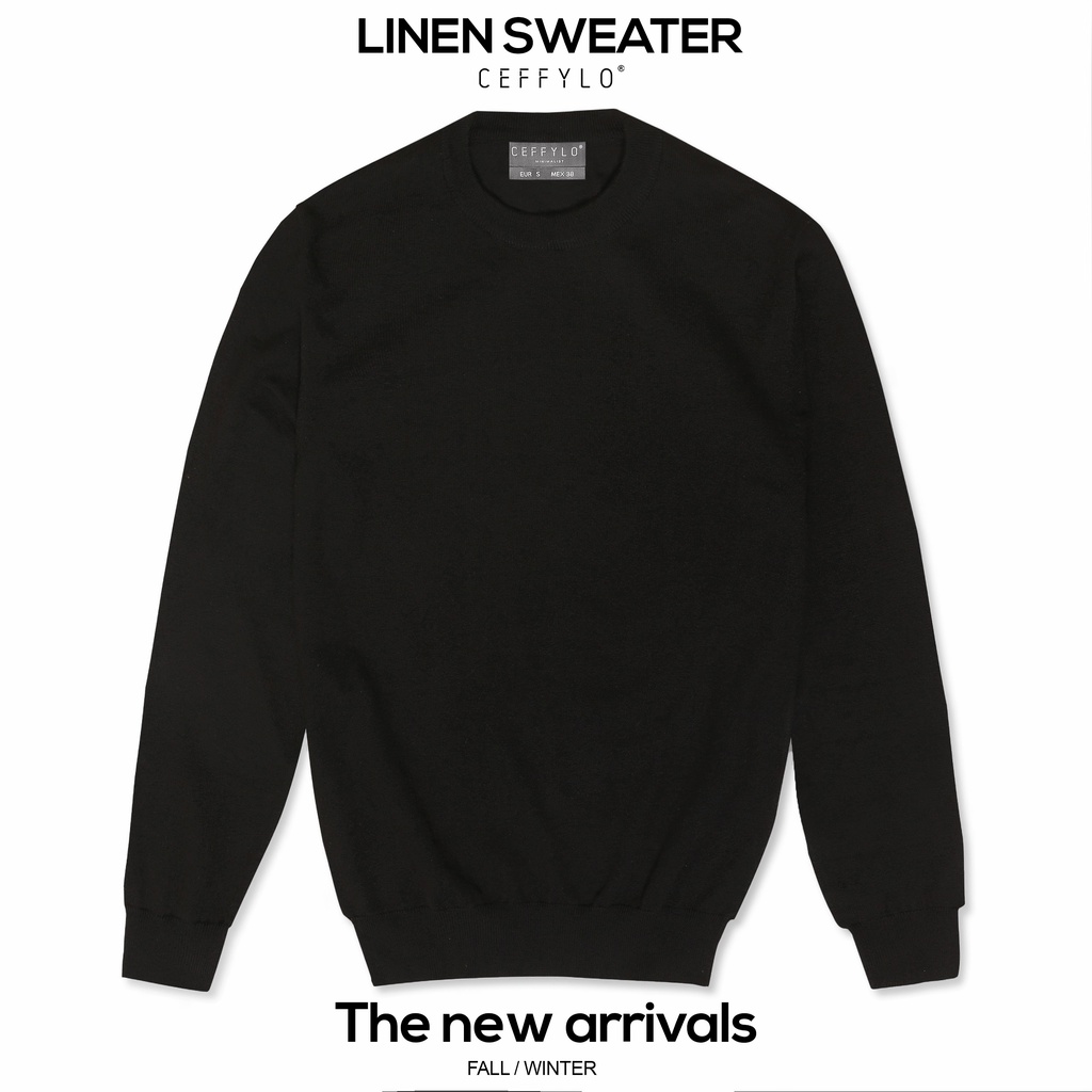 Áo Len Cổ Tròn Trơn Basic Đen, Chất Liệu Mềm Mịn Len Dệt Cao Cấp - CEFFYLO