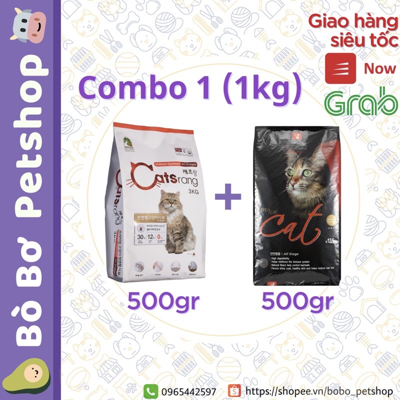 Thức ăn hạt cho mèo | MIX 3 Vị Catsrang + Cat's eye + Royal Canin | 1kg