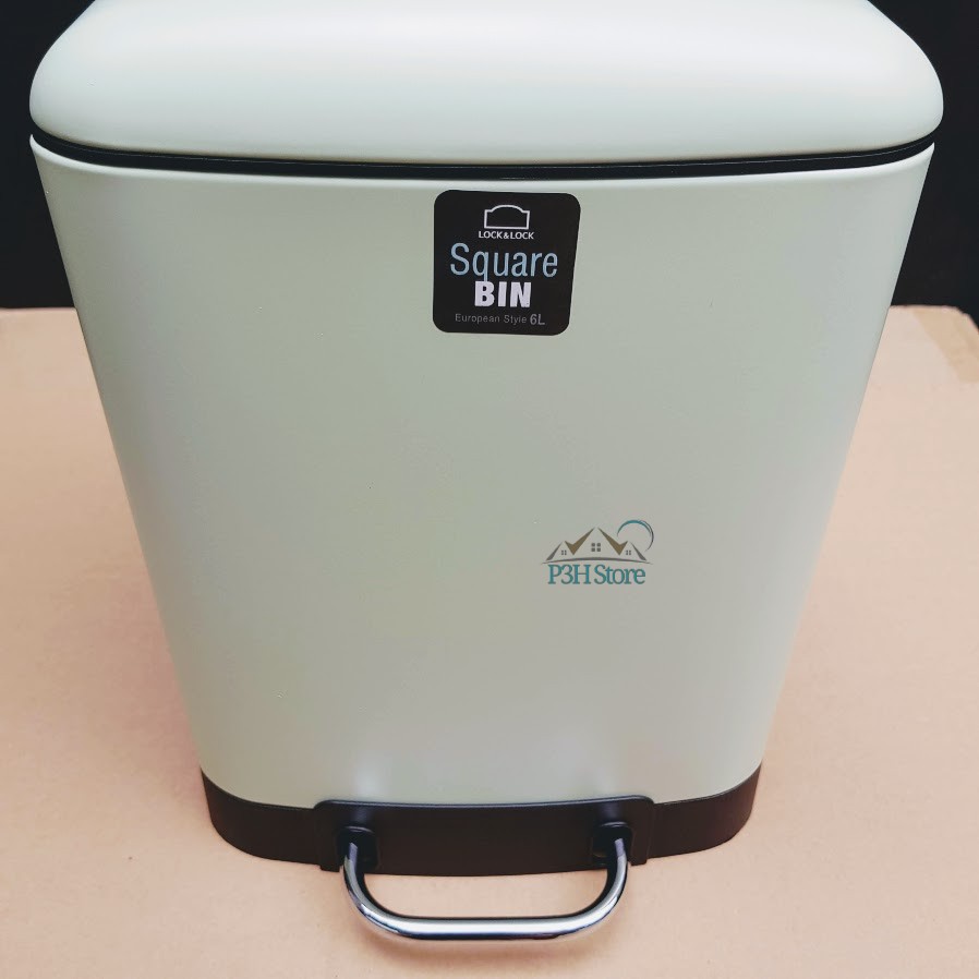 Thùng rác bằng thép không gỉ Lock&Lock Square Bin dung tích 6L có bàn đạp giảm chấn P3HStore