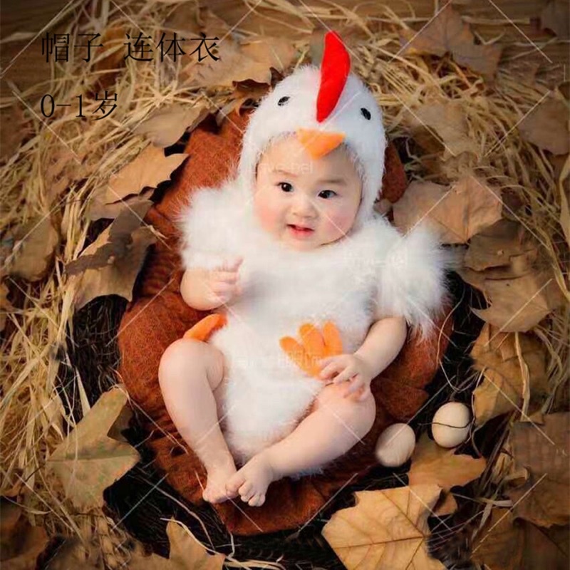 Bộ quần áo lông hình gà con đáng yêu cho bé chụp ảnh 3-9 tháng