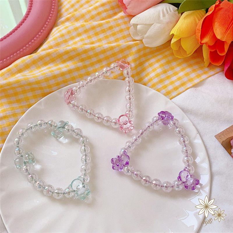 【Kifli】Dây buộc tóc đính hạt hình gấu dễ thương phong cách Hàn Quốc