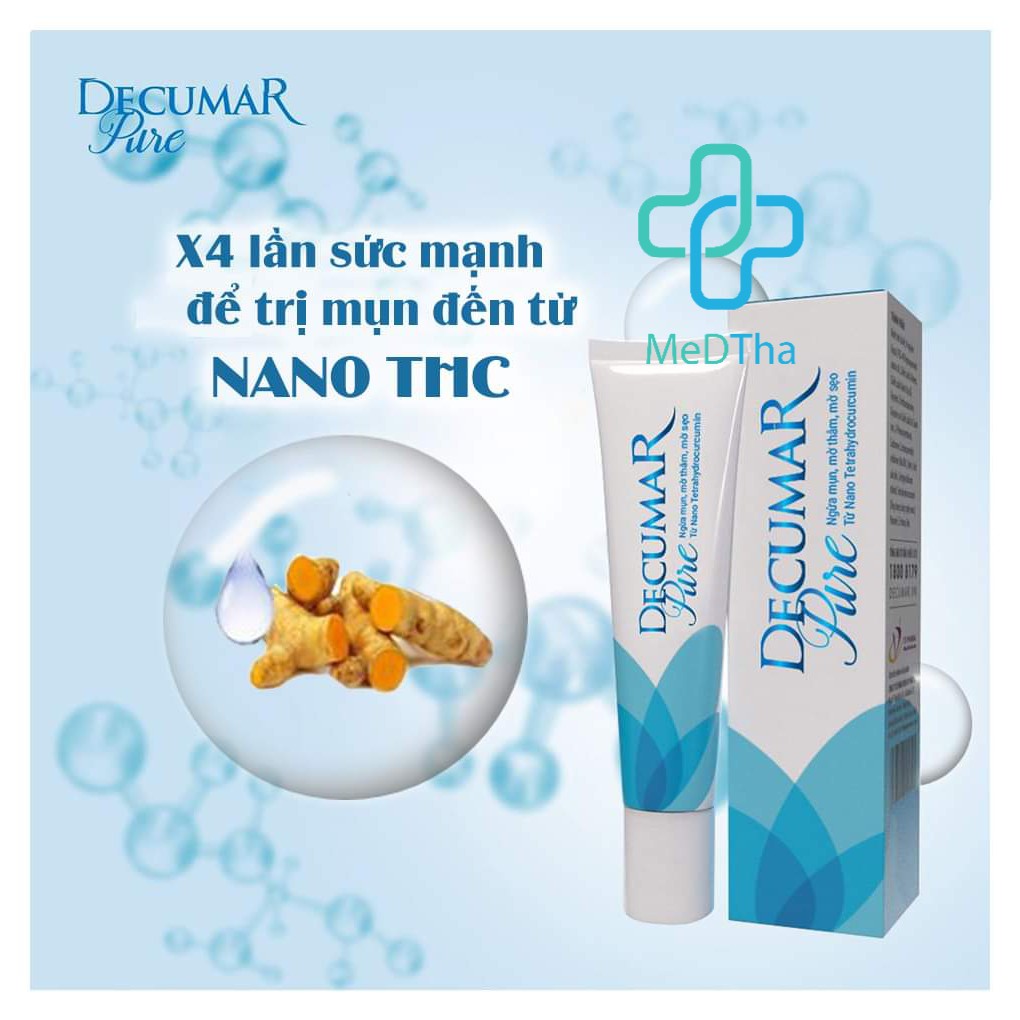 Decumar Pure - Gel Giảm Mụn Trứng Cá, Mụn Ẩn, Mờ Thâm Mụn, Mờ Sẹo, Dưỡng Da từ Nano THC (Tuýp 15g) [Chính Hãng]