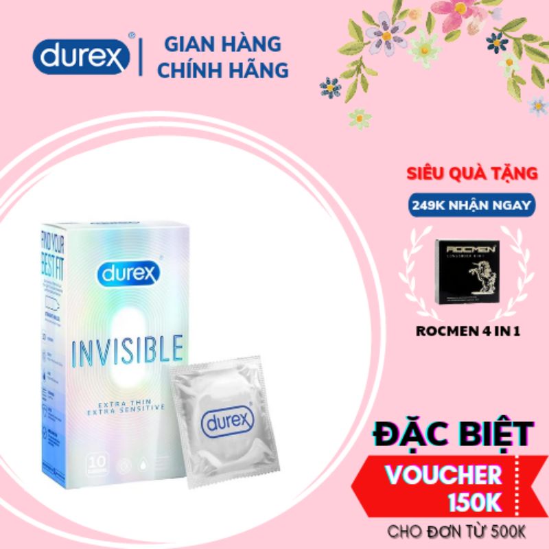 Bao cao su Durex Invisible Extra Thin Extra Sensitive LOẠI 10 bao