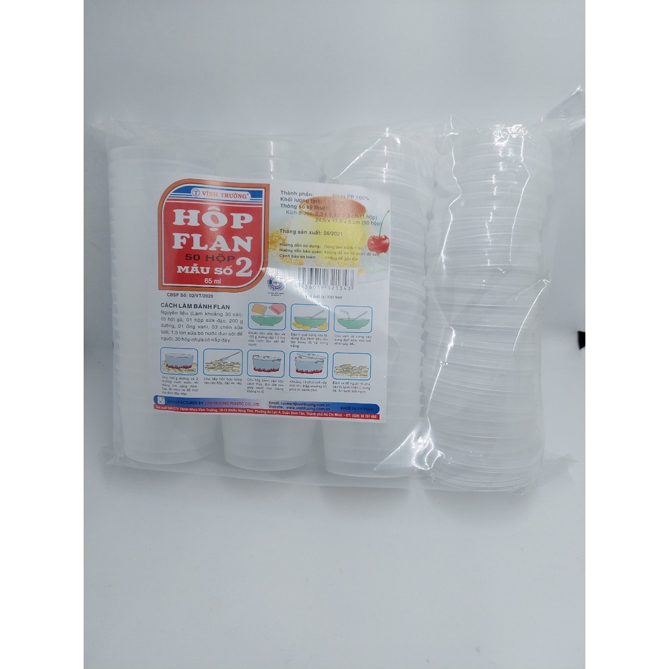 BỘ 50 KHUÔN RAU CÂU BÁNH FLAN 2 -6.3CM KÈM NẮP ĐẬY 6.3 x 6.3 cm, cao 3CM 65 ml