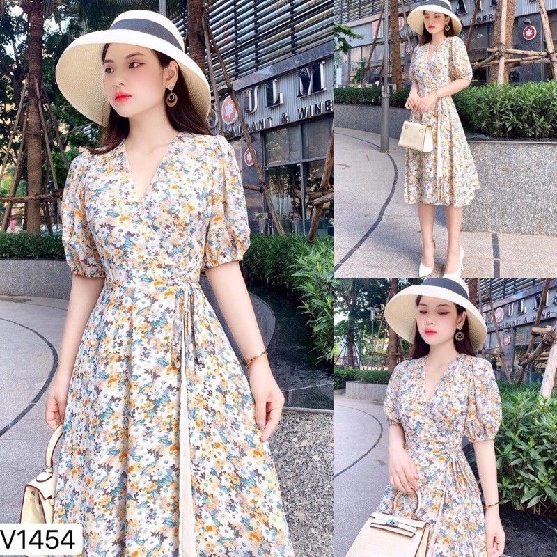 Hàng Nhập Khẩu Đầm maxi Hàn Quốc mini In Hoa Phong Cách vintage Nhập Khẩu Có Sẵn