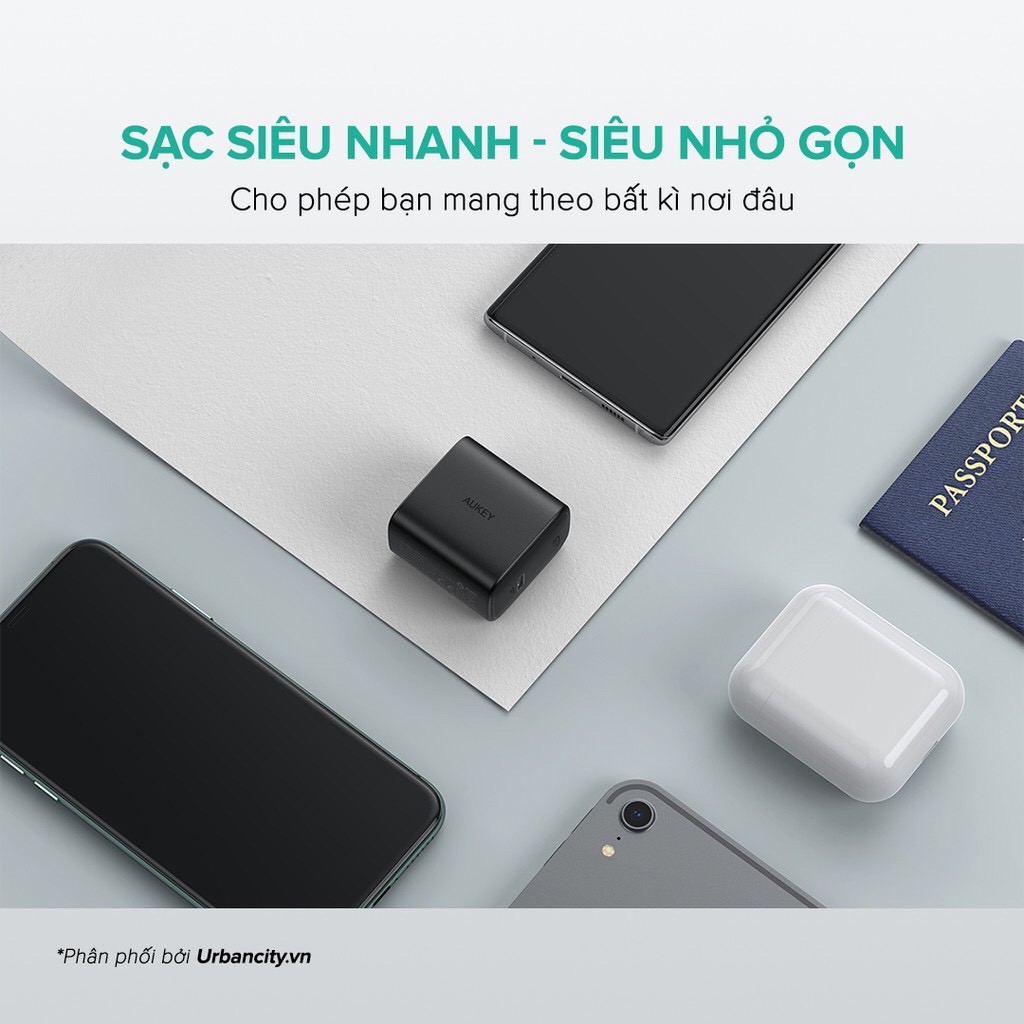 Củ Sạc Nhanh Siêu Nhỏ Aukey PA-F1S Cổng Type C Power Delivery 20W - Hàng Chính Hãng - Bảo Hành 24 Tháng