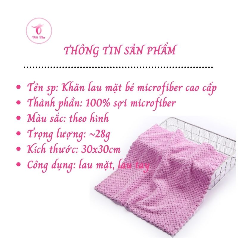 Khăn mặt sợi microfiber, khăn mặt lông mềm mịn thấm hút tốt 30x50cm - Việt thư