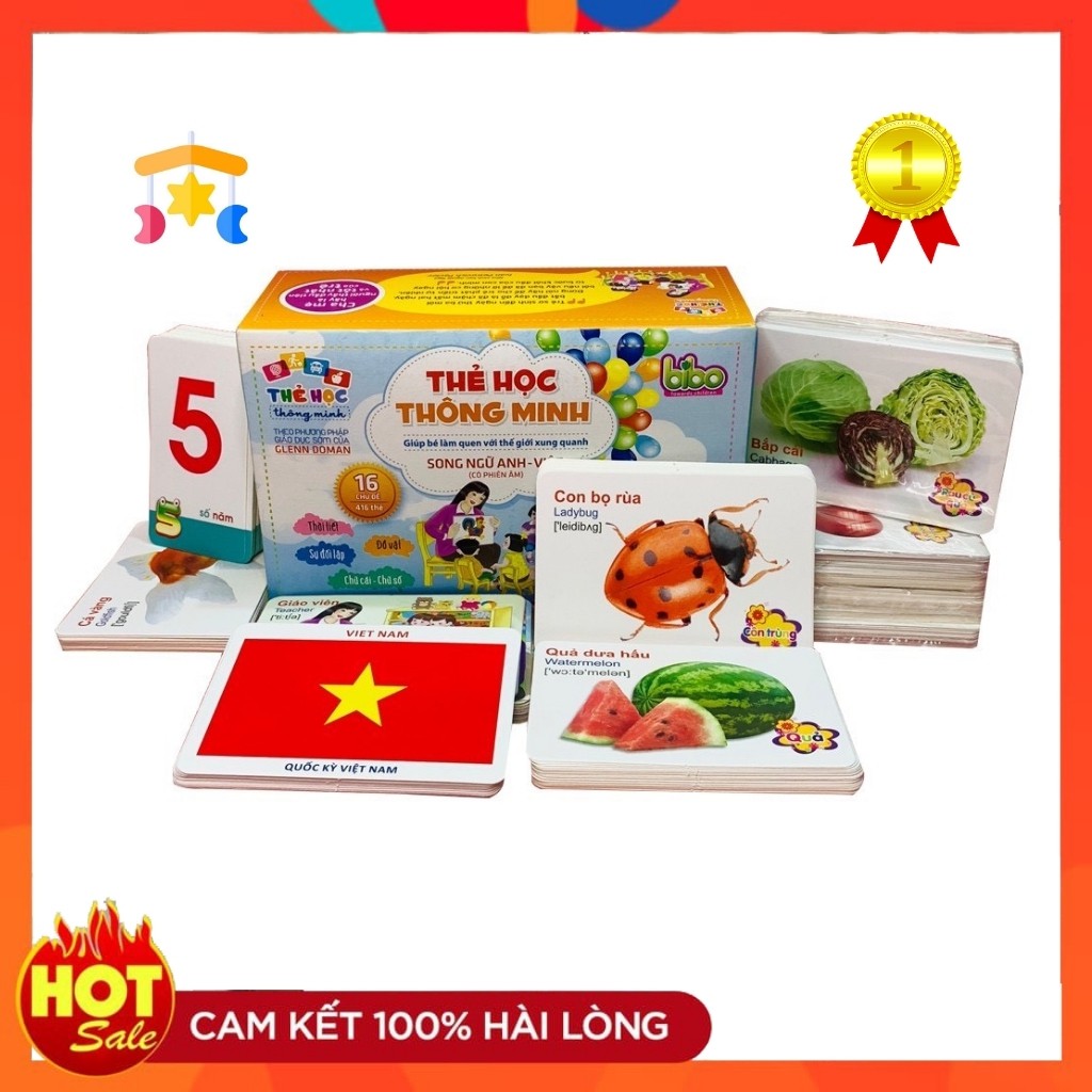 [Mã LIFE2410K giảm 10K đơn 20K] Bộ Thẻ Học Song Ngữ Thông Minh Flashcards 16 Chủ Đề Cho Bé (416 Thẻ)