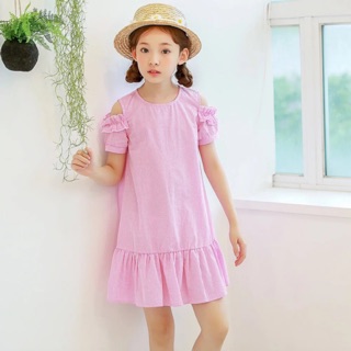 Váy kẻ hở vai đuôi cá cho bé gái 1-12 tuổi (tương đương 6-30kg)