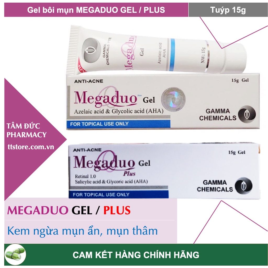 MEGADUO - MEGADUO PLUS [Tuýp 15g] - Gel giảm mụn trứng cá, mụn ẩn, thâm mụn [Mega duo / megadou]