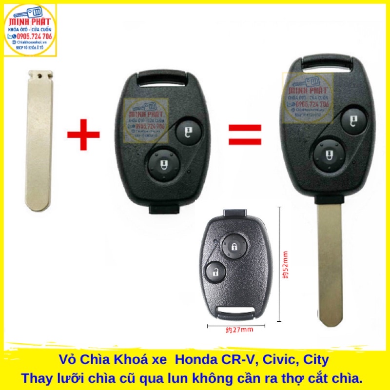 Vỏ Chìa Khoá xe Ô Tô Honda Civic, CRV, Accord, City