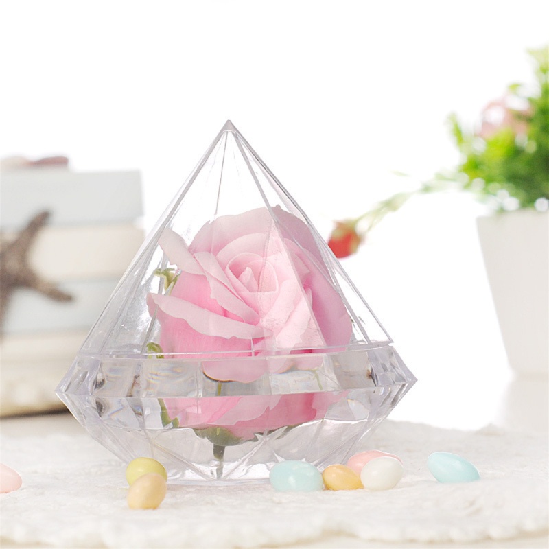 ✿ Hộp Đựng Kẹo Bằng Nhựa Trong Suốt Hình Viên Kim Cương