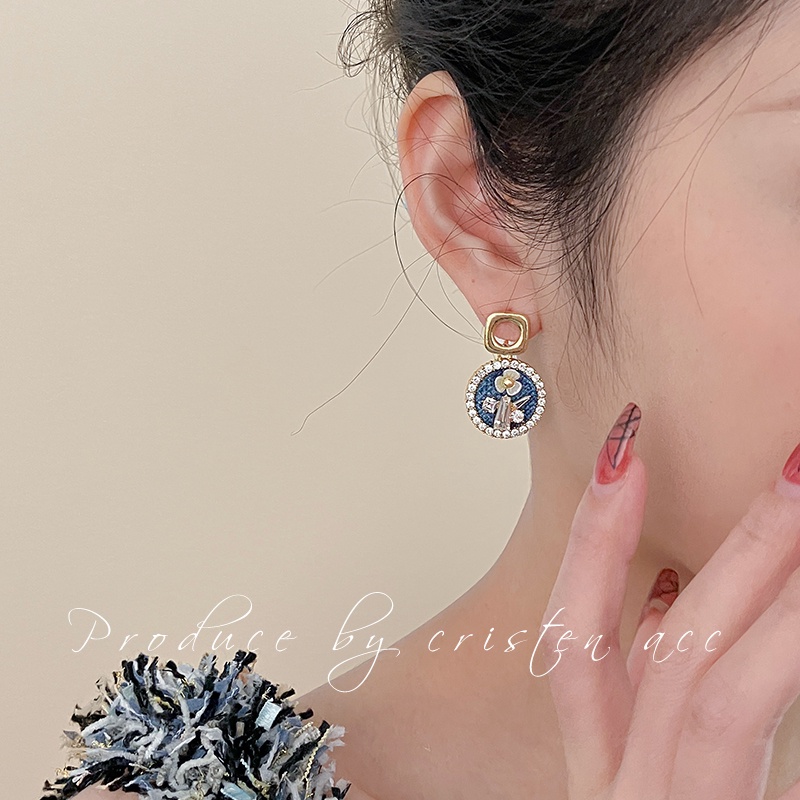 Bông Tai Hình Giọt Nước Bằng Kim Loại 925 Phong Cách retro Thời Trang