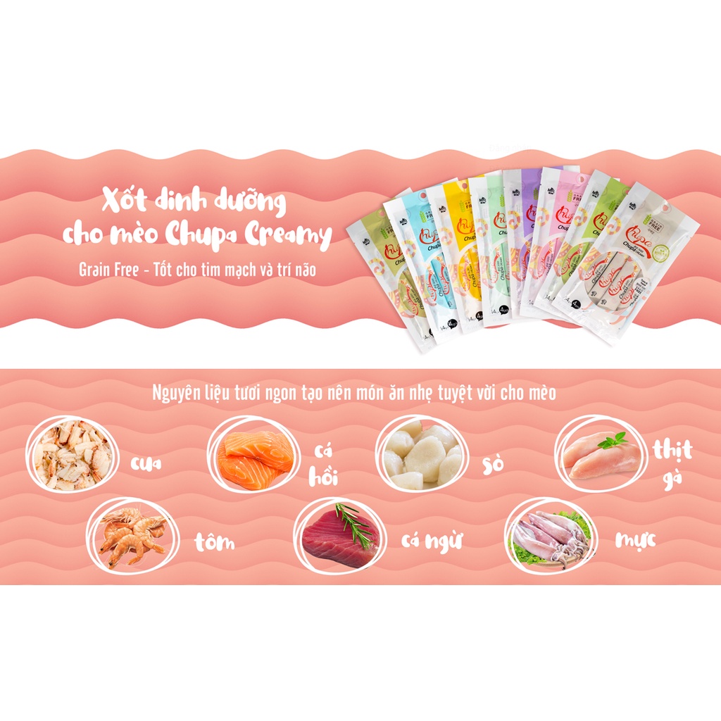 𝗨𝗿𝗯𝗮𝗻_𝗖𝗵𝘂𝗽𝗮 𝗖𝗿𝗲𝗮𝗺𝘆_Xốt dinh dưỡng cho mèo | 100% thịt thật | Tốt cho tim mạch và trí não | Nhiều vị
