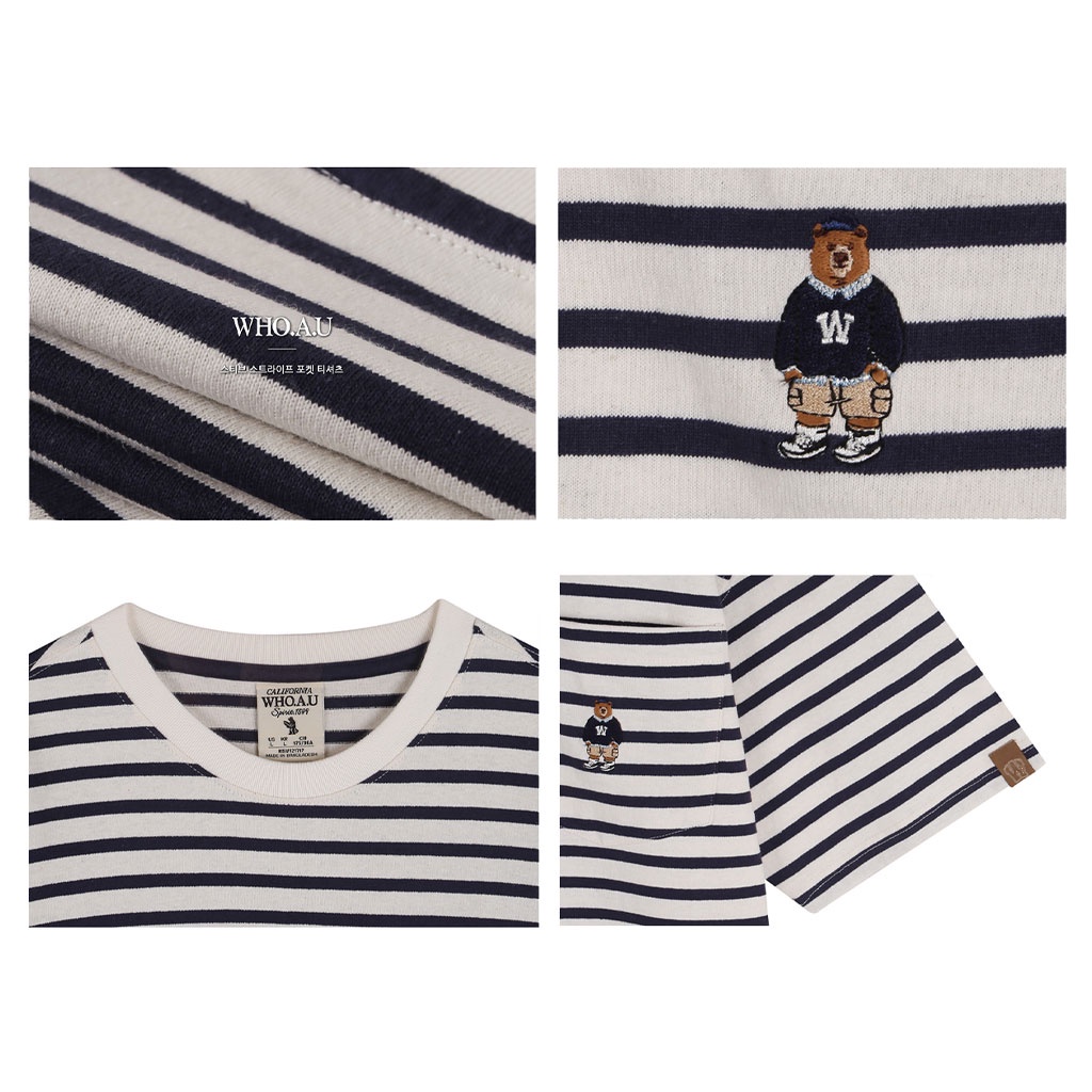 Áo phông WHOAU W Steve WHRSB2414U sọc ngang có túi
