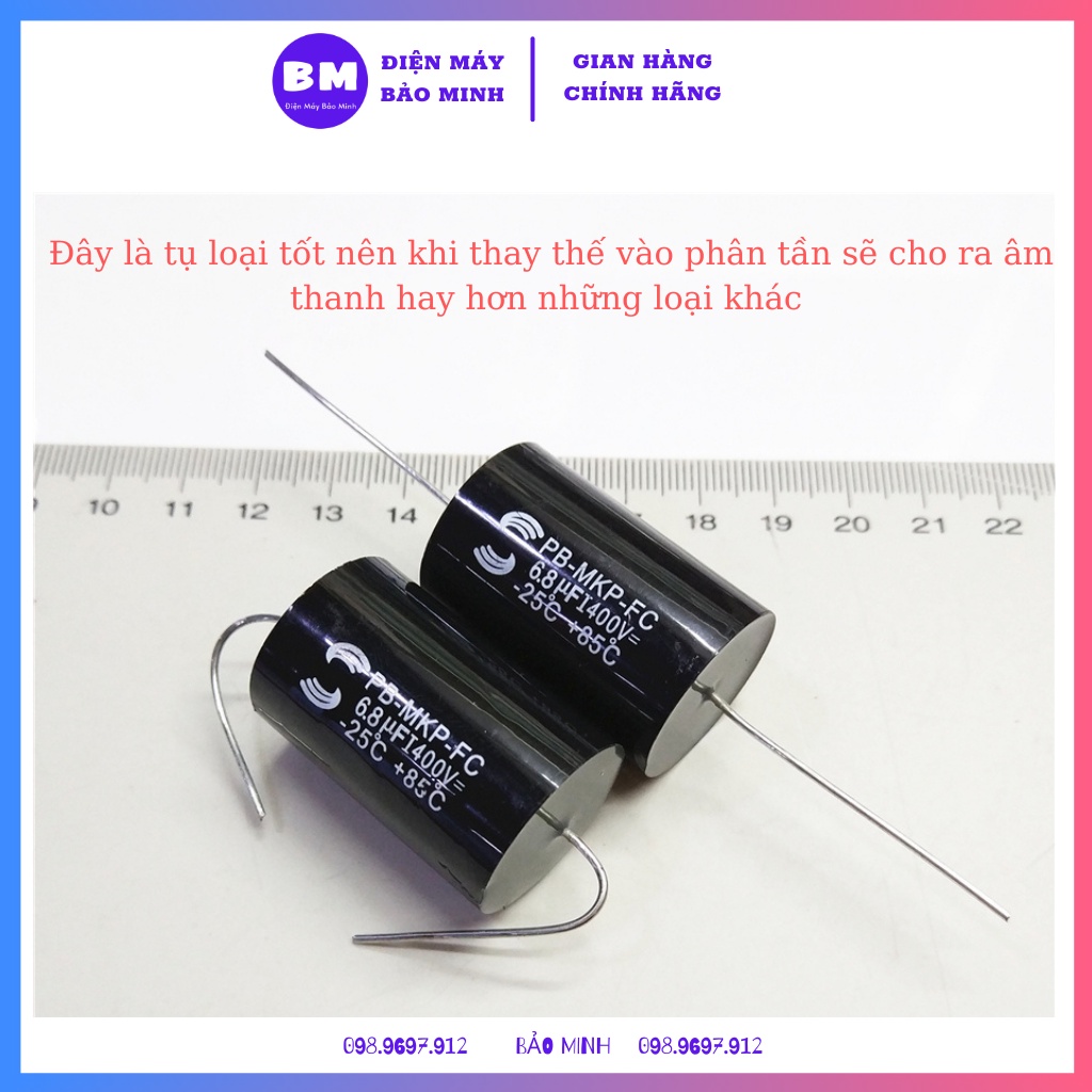 Tụ cản loa treble | Tụ phân tần tụ loa MKP SULUN 400V1.5uf 2.2uf 3.3uf 4.7uf 6.8uf 8.2uf 10uf 15uf 22uf nhập khẩu