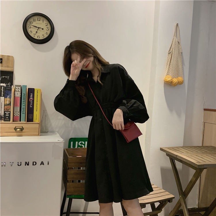 Đầm đen tay dài thiết kế tôn eo