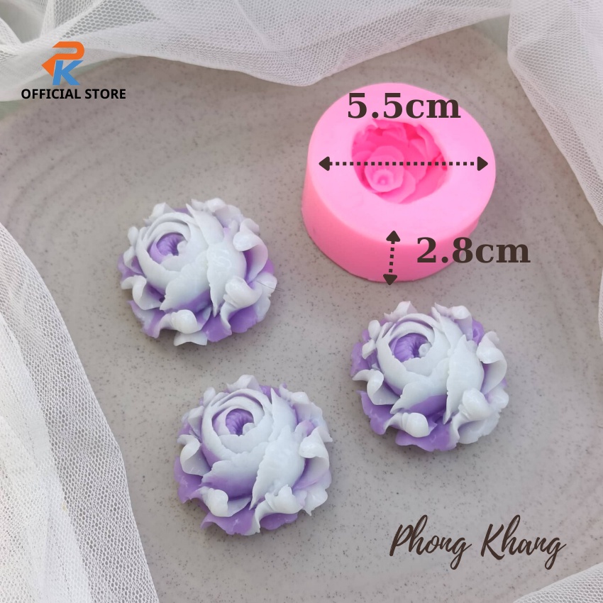 Khuôn silicon 4d Phong Khang làm rau câu hình hoa hồng