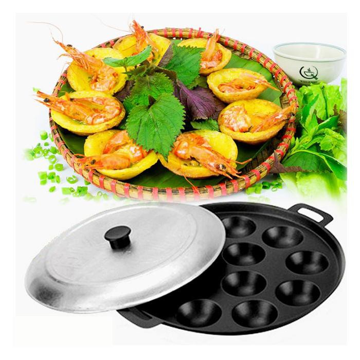 Khuôn Bánh Khọt 12 lỗ, 10. 8 lỗ Cao Cấp - Chống dính, có nắp - Hàng công ty Thái Sơn