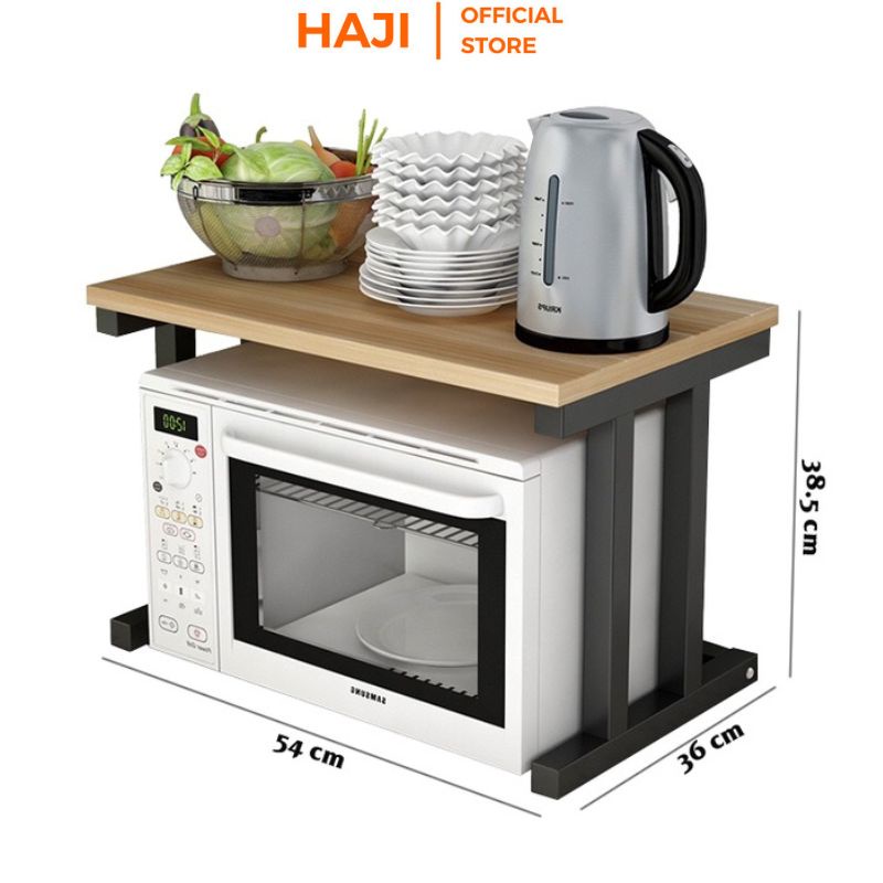 Kệ nhà bếp 2Tầng khung sắt sơn tĩnh điện chống gỉ chịu lực tốt dễ vệ sinh, Kệ lò vi sóng HAJI chữ H đa năng hiện đại C54