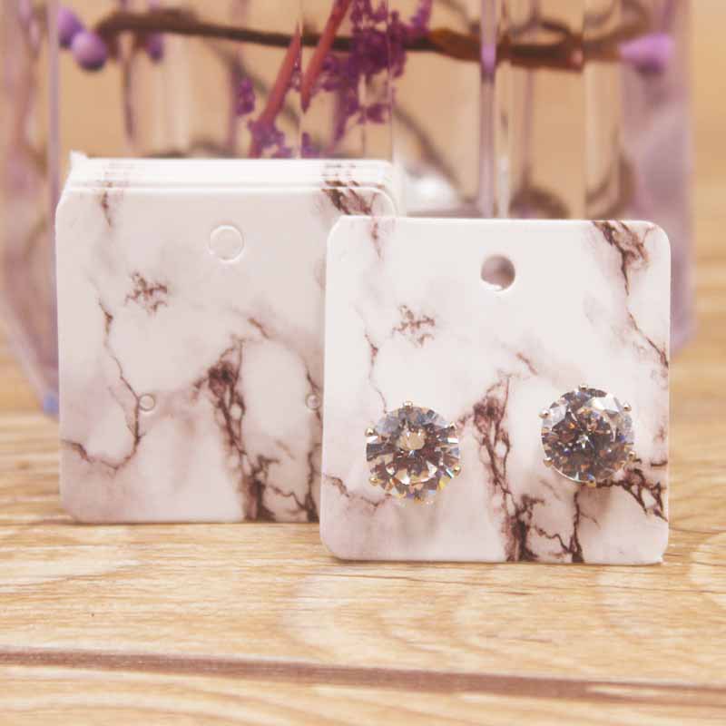 Set 100 Thẻ Giấy Hình Vuông 3 * 3 Cm Đựng Trang Sức Bông Tai