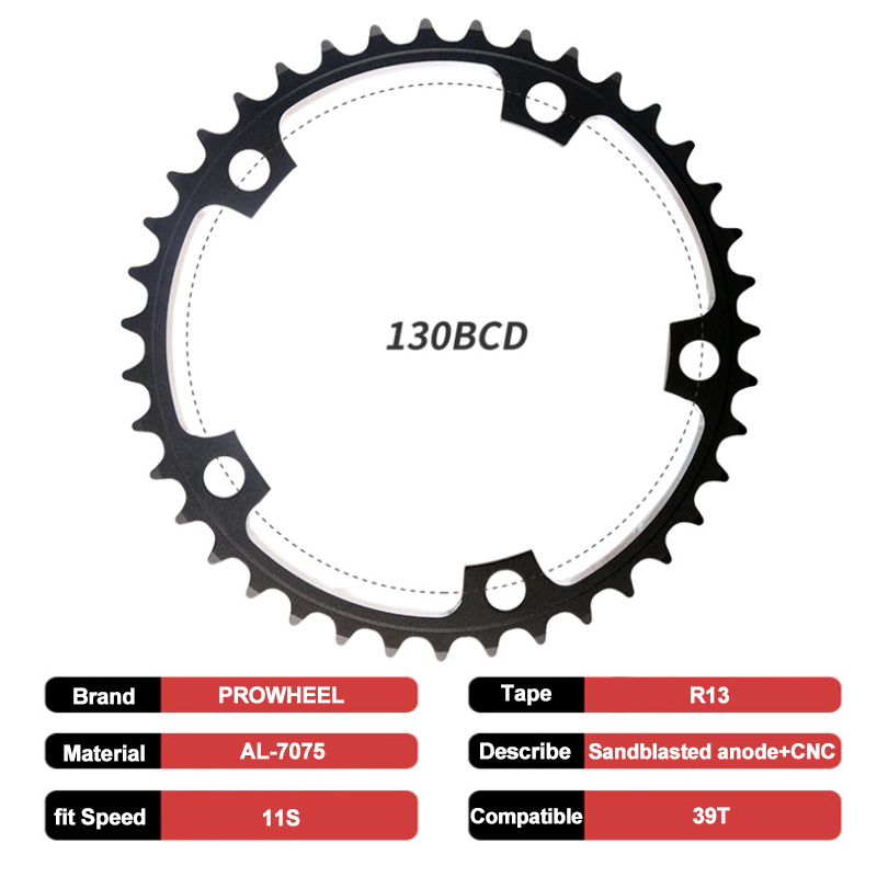 Líp Xích Xe Đạp PROWHEEL 130 BCD 39T / 53T 10 / 11 Tốc Độ Bằng Nhôm / Thép