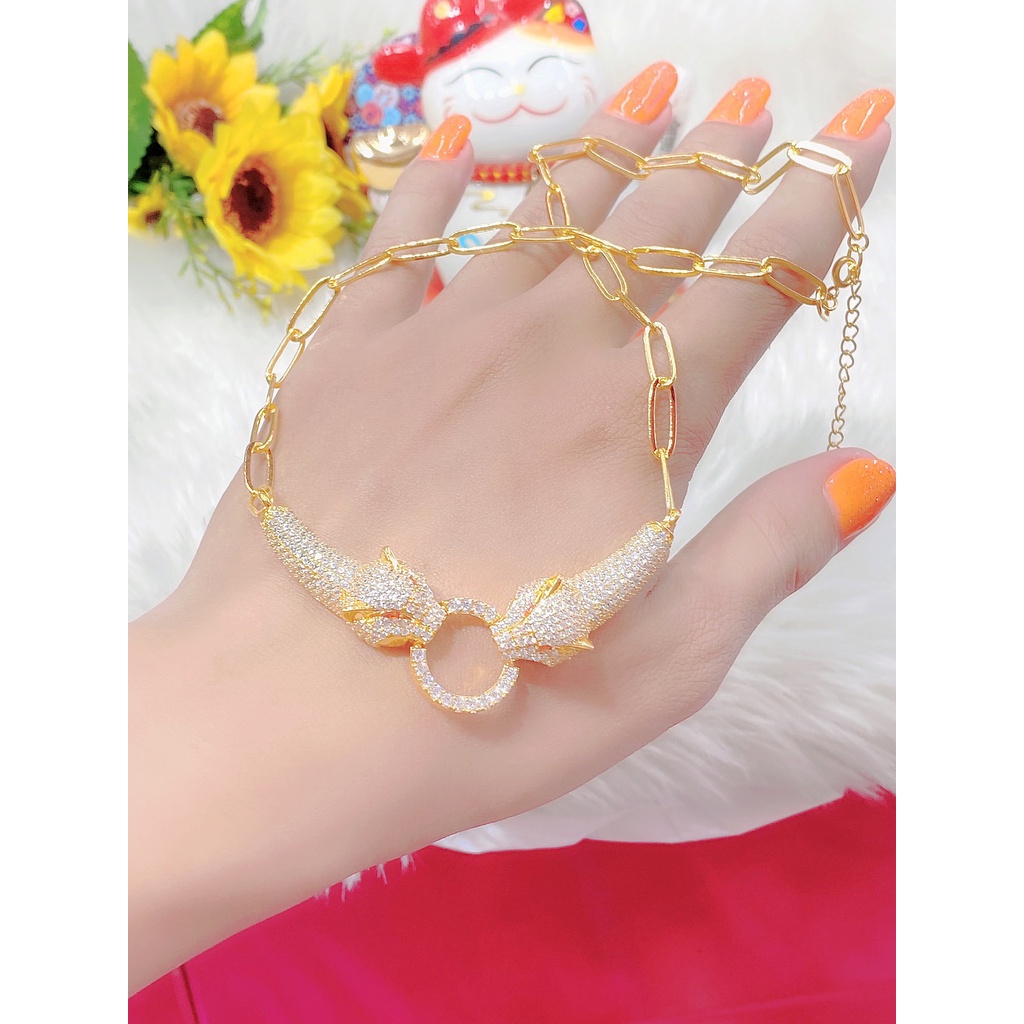 UHA - Dây chuyền nan nữ mạ vàng 18K cho độ sáng lấp lánh cao , bền màu DC87