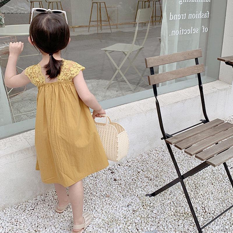 Đầm công chúa dáng chữ A không tay phối ren đáng yêu dành cho bé gái