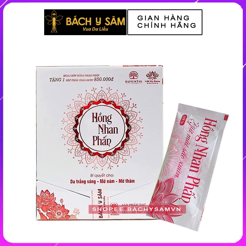 HỒNG NHAN PHẤN BÁCH Y XÂM TRẮNG SÁNG DA MỜ NÁM HỘP 20 GÓI X 3GR