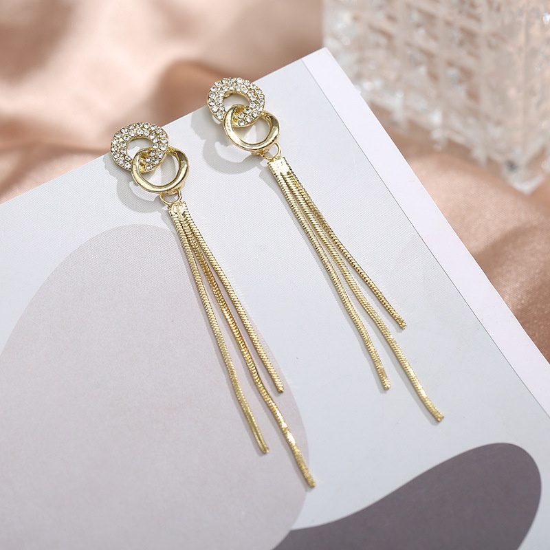 Khuyên Tai Vòng Kép Đính Đá Cao Cấp