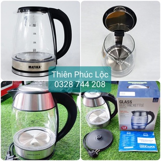 Ấm siêu tốc Lock&Lock EJK-418, Matika MTK-35, thân thủy tinh 1.8L